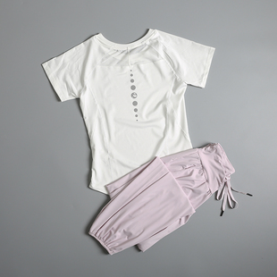 跑步运动套装女夏季2026新款时尚短袖瑜伽服健身长裤速干衣晨跑服