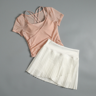 瑜伽健身套装女新款夏季带胸垫跑步速干短袖高颜值羽毛球运动服