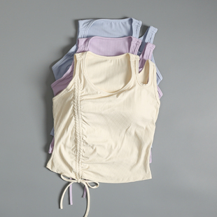 透气固定胸垫遮副乳运动文胸紧身防震跑步内衣外穿 瑜伽背心女夏季