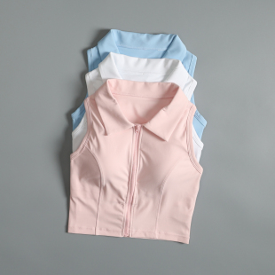 运动背心女夏季 跑步训练防震专业前拉链瑜伽健身速干遮副乳文胸