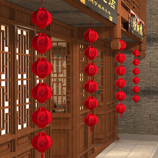 2026马年新年装饰福字小红灯笼灯串挂件春节商场过年超市氛围布置
