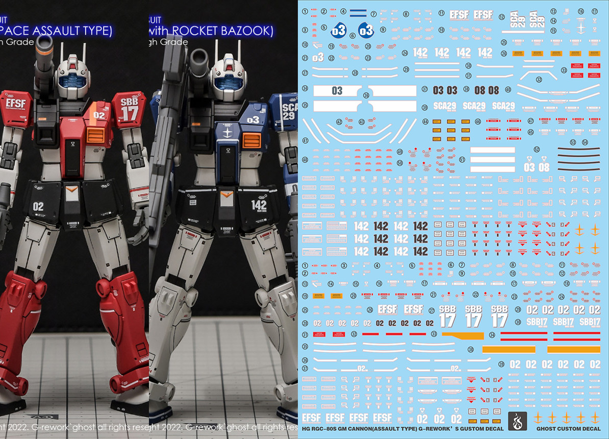 炎 GHOST版 HG GTO 吉姆加农 宇宙突击 空间突击 高清 荧光 水贴