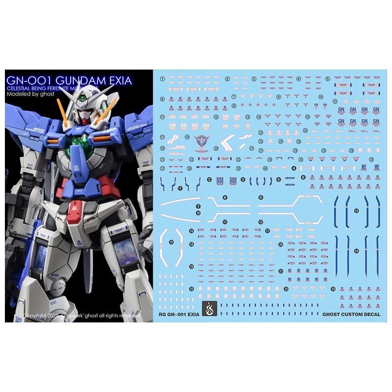 炎 GHOST版 RG 能天使 高达 EXIA 高精度 荧光 水贴