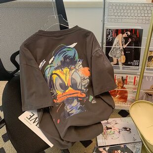 大码短袖T恤时尚潮牌ins女潮百搭潮流宽松流行时尚五分袖夏季圆领