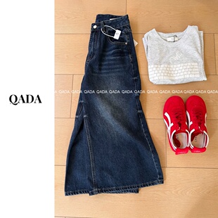 夏季 女七分裤 水洗棉美式 高腰显瘦遮肉阔腿裤 H35工装 八分裤 牛仔裤