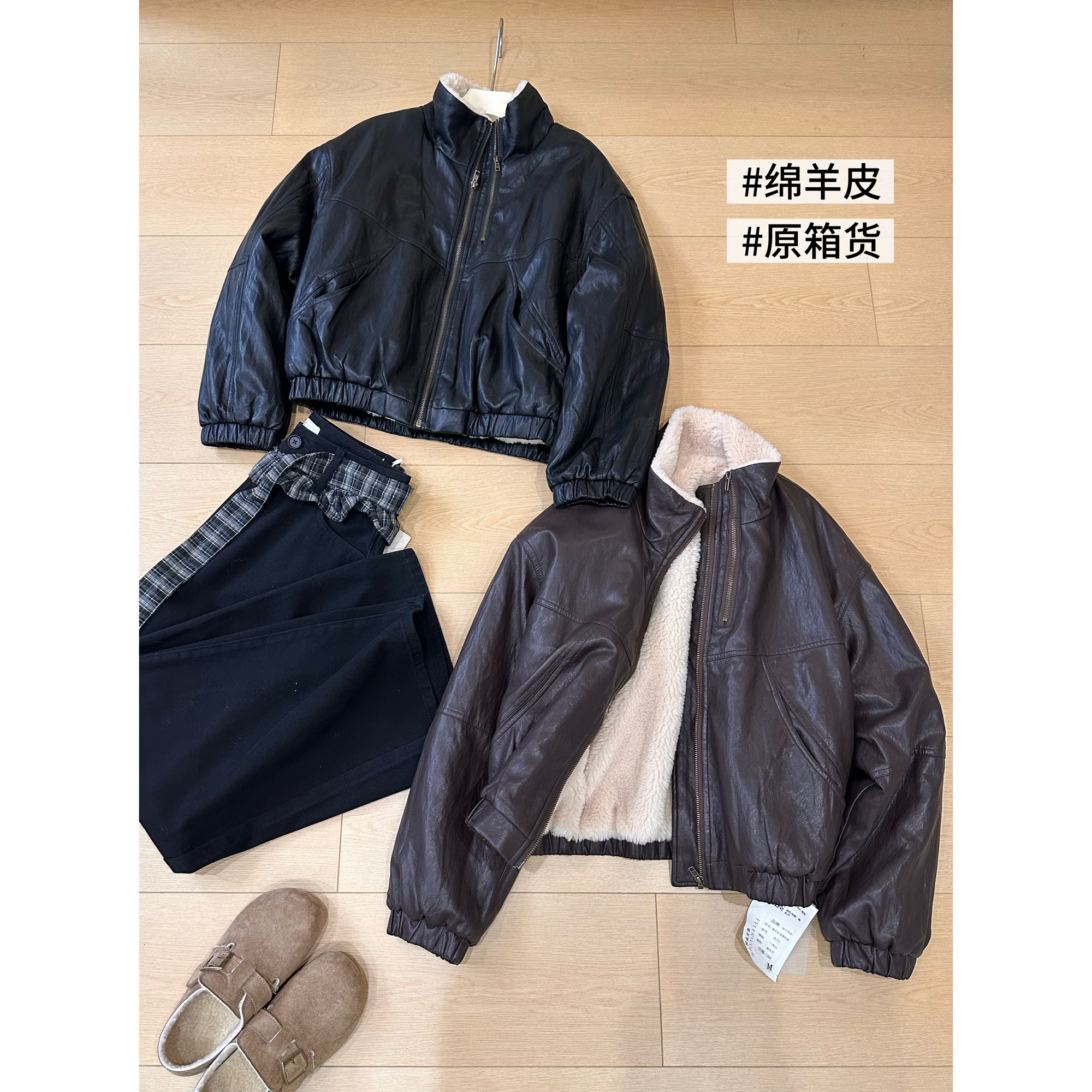 【原单】A3绵毛皮外套女冬季新款加厚保暖皮毛一体羊羔绒夹克上衣