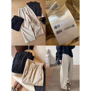 女全棉阔腿裤 原单 Q55灯芯绒弯刀裤 裤 秋冬高腰宽松雪尼尔工装