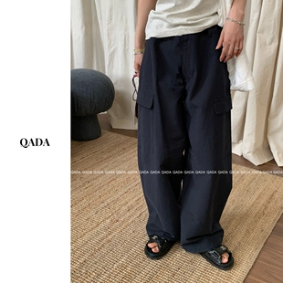 高腰宽松多口袋男友裤 女痞帅夏季 阔腿牛仔裤 裤 长裤 工装 Q60美式