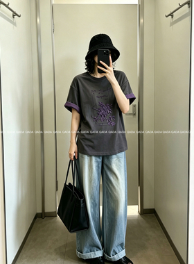 双色双纱！A43刺绣T恤女短袖小众设计感宽松国风新中式半袖上衣