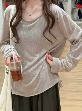 天丝莱赛尔！淡人穿搭内搭打底衫女J53 松弛感木耳领天丝长袖T恤