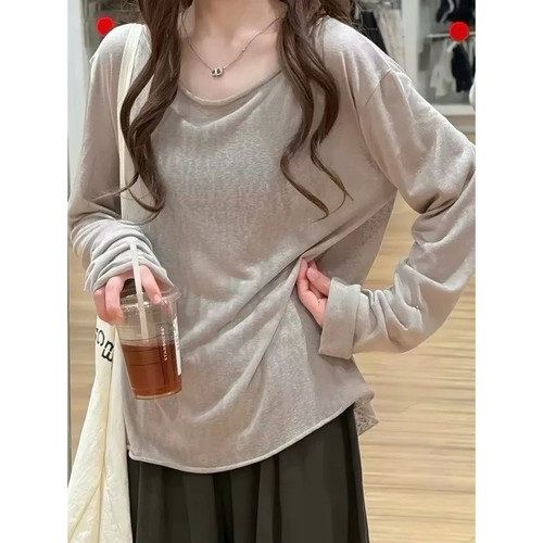 天丝莱赛尔！淡人穿搭内搭打底衫女J53 松弛感木耳领天丝长袖T恤