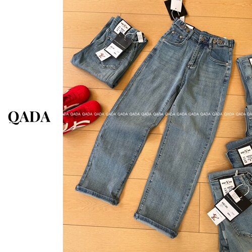 四面弹  J32窄版直筒牛仔裤女春季大码胖MM显瘦九分裤高腰烟管裤