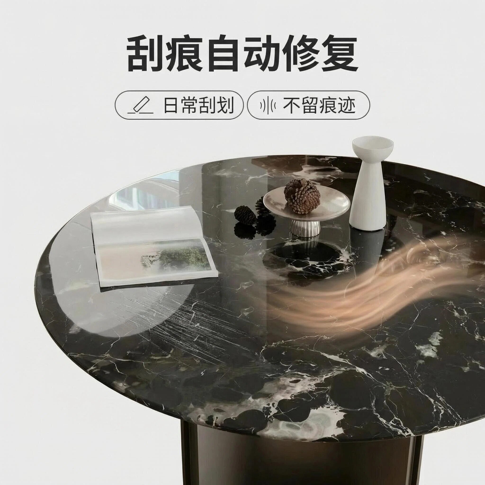 TPU餐桌保护膜奢石大理石大板岩板圆桌耐高温防烫家具透明贴膜纸