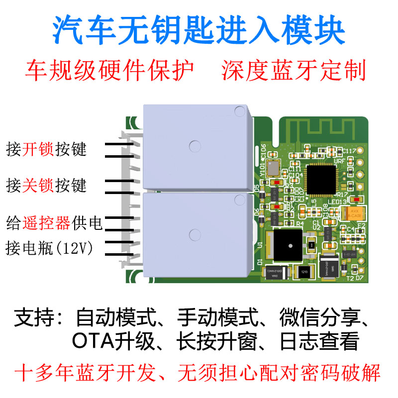 数字车钥匙蓝牙接近开关模块手机感应解锁汽车无钥匙进入配件-封面