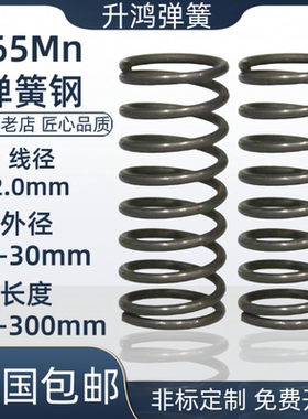 2.0弹簧钢弹簧压簧304不锈钢65锰厂家直销专业定制200长300长弹簧