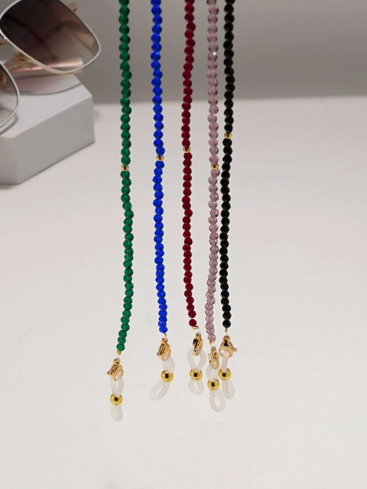 LUCKY CRYSTAL GLASSES CHAIN HALTERNECK WOMENS WIRELESS HEADPHONES SUNGLASSES MASKS STAR MODELS NON-FADING DIY HANGING CHAINS ANTI-DROPPING