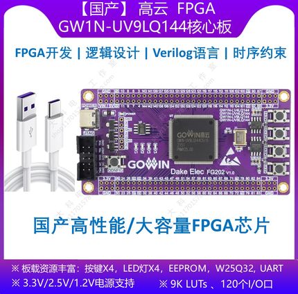 [国产]高云FPGA GW1N-UV9LQ144/LV4LQ144 FPGA/CPLD开发板/核心板