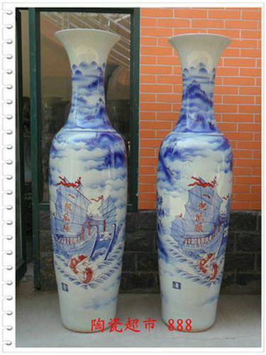 景德镇手工绘画落地大花瓶