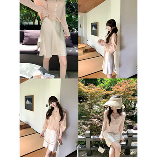 现货AHY 优雅气质100醋纤丝滑缎面垂感细节精致半身裙新品