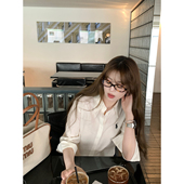 AHY 亚麻刺绣长袖 25春夏折扣 满减 AHY多多小短款 宽松衬衫 女