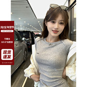 设计感刺绣短款 现货AHY 上衣 2025新款 ins潮百搭修身 短袖 T恤女夏季