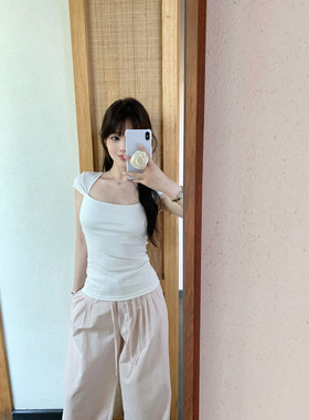 【AHY 26春夏折扣+立减】设计感遮副乳气质简约短袖tee新品