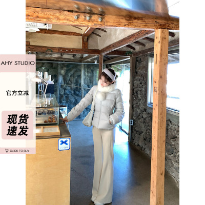 【AHY】狐狸毛收腰轻薄短羽绒服