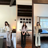 腿精bi入 AHY 26早春时髦显腿长一体绒立体裁剪高腰休闲微喇裤