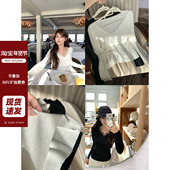 AHY 6羊毛简约基础V领蕾丝拼接针织长袖 打底衫 现货 新品