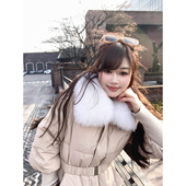 高定鹅绒 AHY 显贵重工设计感白狐毛领腰带显瘦加厚羽绒服新品