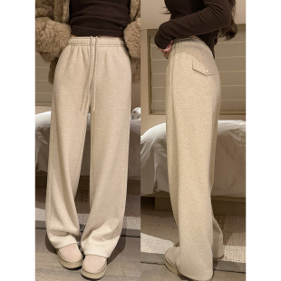 羊毛混纺高克重显腿长柔软垂感松紧腰休闲裤 自留2.0 新品 AHY