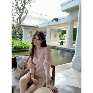 小衫 套头衬衫 知性风～天丝苎麻v领翻领可收腰长袖 上衣新品 AHY