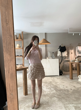 【AHY】偶尔少女心 层层叠叠木耳边复古蛋糕裙短裙半裙春季新品