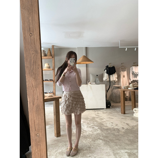 层层叠叠木耳边复古蛋糕裙短裙半裙春季 偶尔少女心 新品 AHY