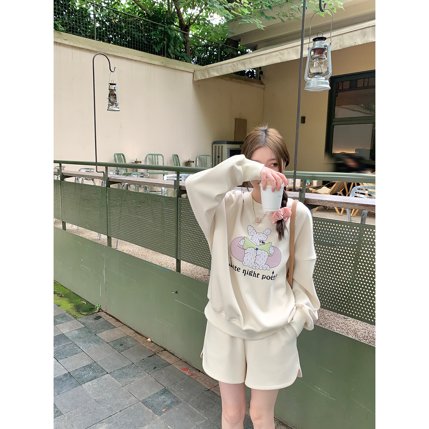 AHY 卫衣套装女2023初秋新款韩版百搭休闲慵懒风炸街短裤两件套