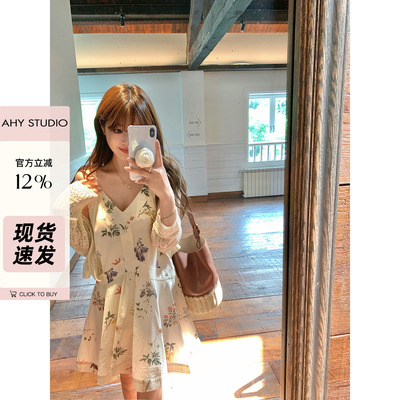 AHY100棉V领吊带连衣裙