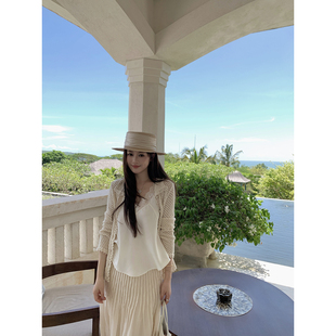 吊带套装 特殊植物棉绝美镂空针织开衫 私服套装 新品 AHY