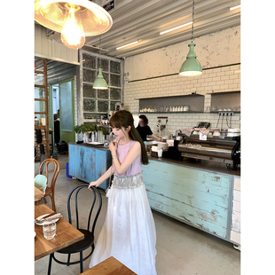 轻薄透气拼接亮丝无袖 立减 25春夏折扣 连衣裙女 AHY