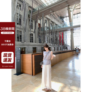 上衣新品 现货AHY 远山如黛莱赛尔苎麻定染色系收腰小翻领气质无袖