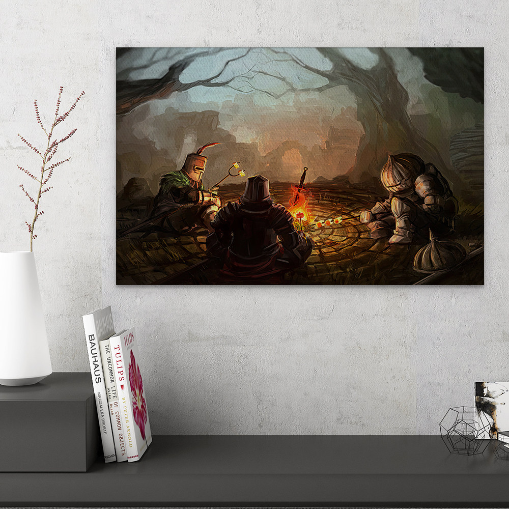 黑暗之魂3营火帆布打印金属框架海报装饰画家居游戏