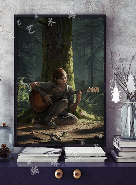 最后生还者2The Last of Us美国末日艾莉帆布打印框架海报游戏