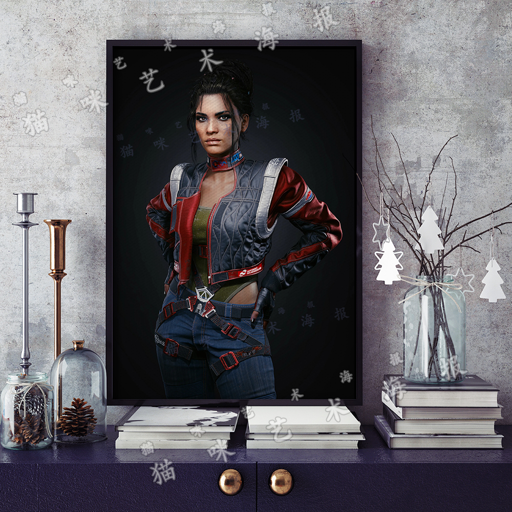 赛博朋克2077 帕南帕尔默帆布打印金属框架海报装饰画家居游戏