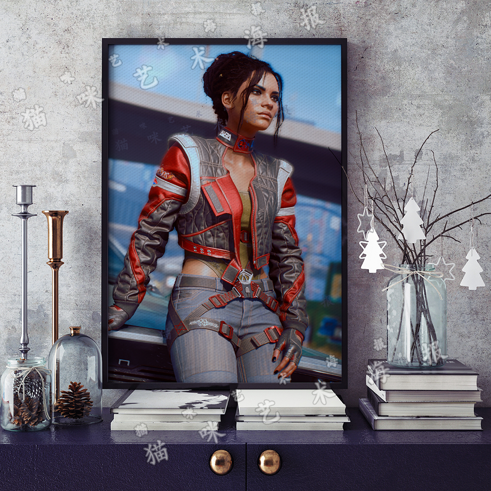 赛博朋克2077 帕南帕尔默帆布打印金属框架海报装饰画家居游戏
