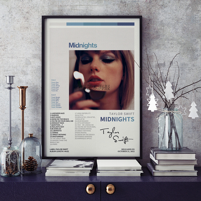 泰勒斯威夫特午夜Midnights音乐专辑海报帆布打印金属框架装饰画