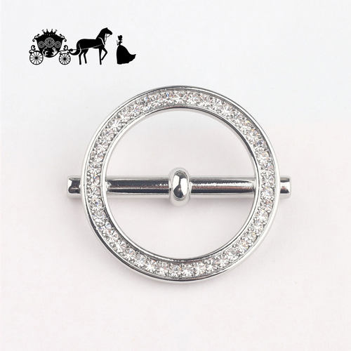 银色圆形丝巾扣环镶钻适用于爱马仕方巾打结高档精致女士围巾配饰