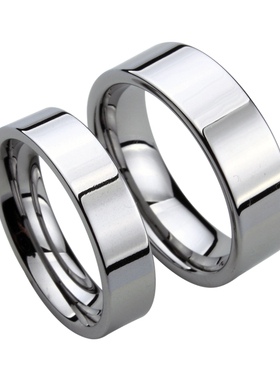 简约平面钨金戒指 光面可刻字情侣指环 不褪色刀刮不花男女饰品