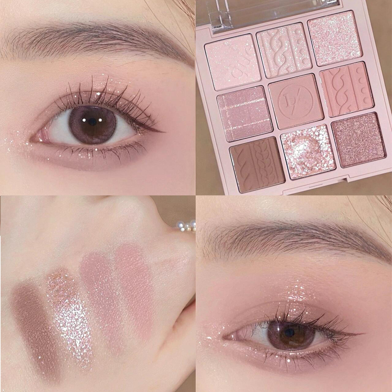 爆闪烟熏九色珠光眼影盘黑白灰银