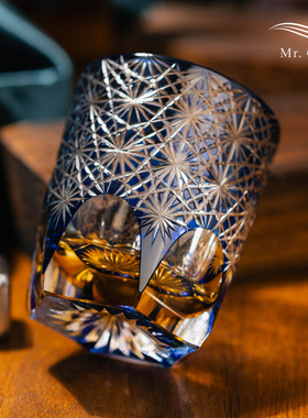 MR.Cai【雏菊】江户切子威士忌酒杯家用水晶玻璃雕刻洋酒杯礼盒装