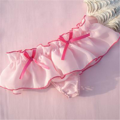 荷叶边纯色雪纺睡裙家居服丁字裤