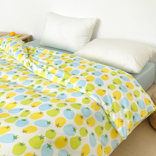 番茄物语 全棉被套60s长绒棉被罩1.8m双人单件被单纯棉 撞色小众款